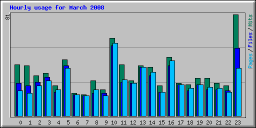 Hourly usage for March 2008